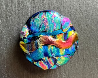 Large Colorful Dichroic Glass Cabochon Focal 37mm OOAK Statement Cab