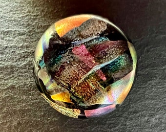22mm Round Colorful Focal Dichroic Glass Cabochon - OOAK Cab T