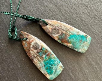 Pretty Pair of Drilled Chrysocolla Earring Beads