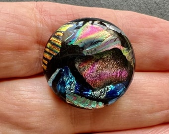 22mm Round Colorful Focal Dichroic Glass Cabochon - OOAK Cab R