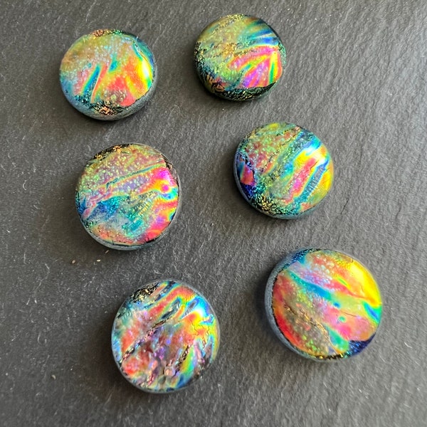 Dichroic Glass Cabs - Lot of 6 Colorful Streakies - Lot #2