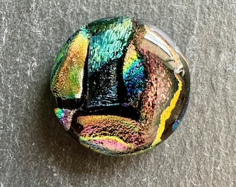 22mm Round Colorful Focal Dichroic Glass Cabochon - OOAK Cab JJ