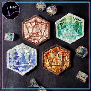 Dungeons and Dragons Seasonal D20 Patch Bundle - Cross Stitch D&D Patch Patterns and Instructions