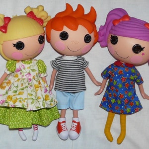 13-14 inch Lalaloopsy doll clothes PDF sewing patterns, dresses, shorts, t-shirt
