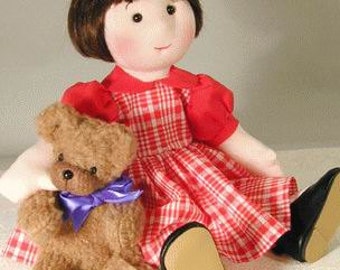 Cloth doll sewing pattern - 14 inch rag doll pattern - Button Jointed Miss Morrissey PDF