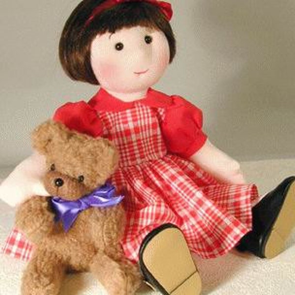 Patron de couture de poupée en tissu - Patron de poupée de chiffon de 14 pouces - Bouton articulé Miss Morrissey PDF