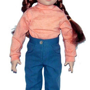 Magic Attic - Jeans & Turtlenecks, Tees 2 patterns for slim body 18&quot; dolls sewing PDF