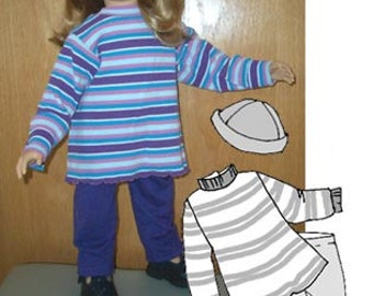My Twinn sewing pattern - Tunic, Pants, Beanie set doll clothes PDF 91304