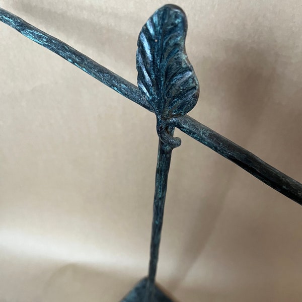 Necklace Holder with Leaf Topper - 16x18 in. - Classic Patina Finish - Made In Vermont - Female Blacksmith