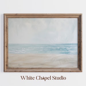 Neutral Beach Art Print, Printable Beach Wall Art, Muted Beach Painting, Coastal Home Decor, Minimalist Beach Painting, Digital Wall Art