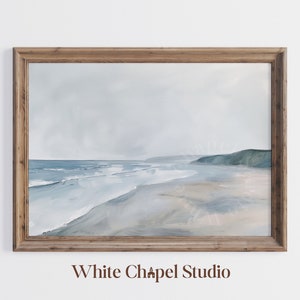 Muted Beach Art Print, Printable Beach Wall Art, Neutral Beach Painting, Coastal Home Decor, Minimalist Beach Painting, Digital Wall Art