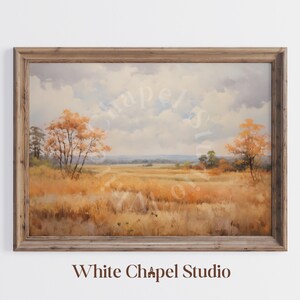 Rustic Autumn Wheat Field Printable Country Wall Art Fall Trees Print Fall Wheat Landscape Warm Tone Autumn Art Print Farmhouse Decor