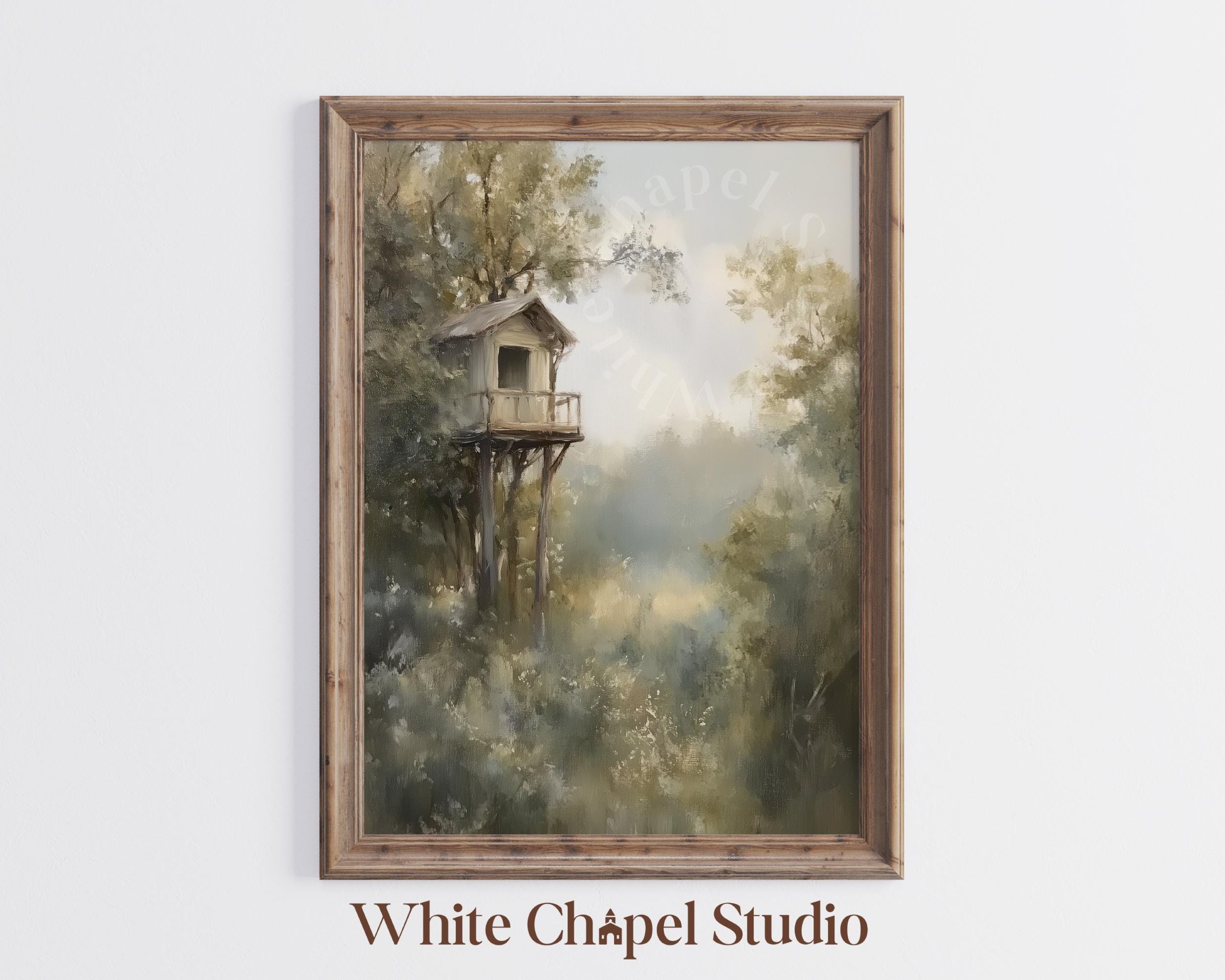 アクリル絵画　“Tree House” fposter,medium,wall_texture,