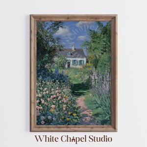 Monet Style Print | Cottagecore Floral Path Wall Art | French Garden Painting | Pastel Impressionist Spring Landscape Digital Download