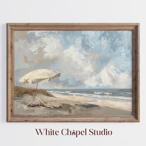 Muted Beach Art Print, Printable Beach Wall Art, Neutral Beach Painting, Coastal Home Decor, Minimalist Beach Painting, Digital Wall Art