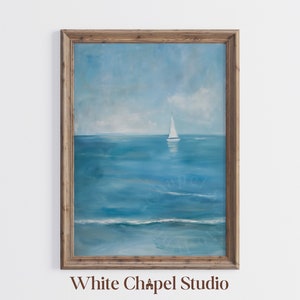 Printable Sailboat Painting, Vertical Sailboat Painting, Coastal Home Decor, Nautical Wall Art, Digital Download Art, Coastal Sailboat Print