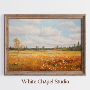 Autumn Wheat Field Printable Country Wall Art Fall Wildflower Print Fall Wheat Landscape Warm Tone Rustic Autumn Art Print Farmhouse Decor