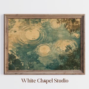 Arte de reflejo de estanque / Pintura de ondas de lago / Paisaje natural / Pintura imprimible / Arte de pared con descarga digital / Acuarela de reflejo de río