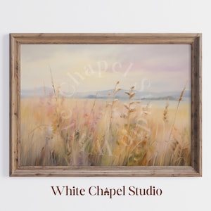 Printable Wheat Field Painting, Autumn Landscape Art Print, Fall Painting, Neutral Wall Art, Autumn Wheat Field, Farmhouse Decor