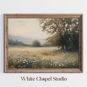 Meadow Wall Art Print | Country Field Landscape | Rustic Nature Decor | Wildflower Field Artwork | Botanical Countryside Scene Digital Print