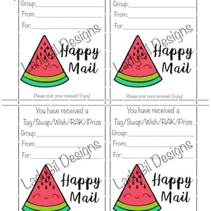 Happy Mail Swap Insert Tag/Swap/Wish/RAK/Prize  Digital Download