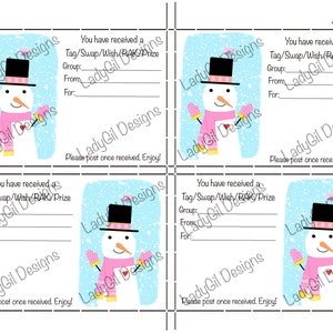 Happy Mail Swap Insert Tag/Swap/Wish/RAK/Prize/Snowman Digital Download
