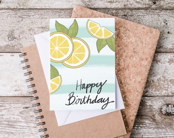 Digital Birthday Card / Print at Home Birthday Card / Lemon Birthday Card