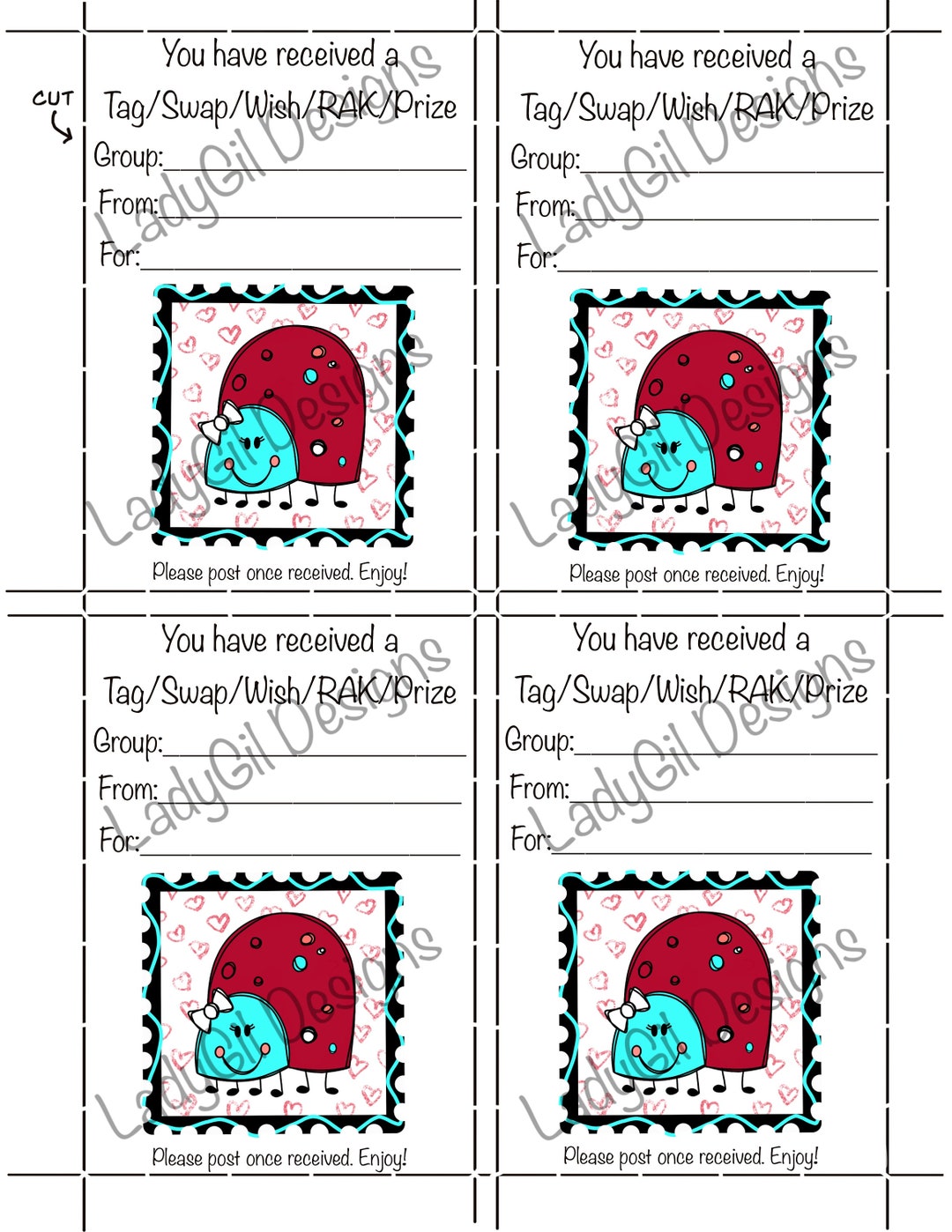 Swap Rak Tags Happy Mail Swap Insert Tag/swap/wish/rak/prize/ladybug Digital Download ...