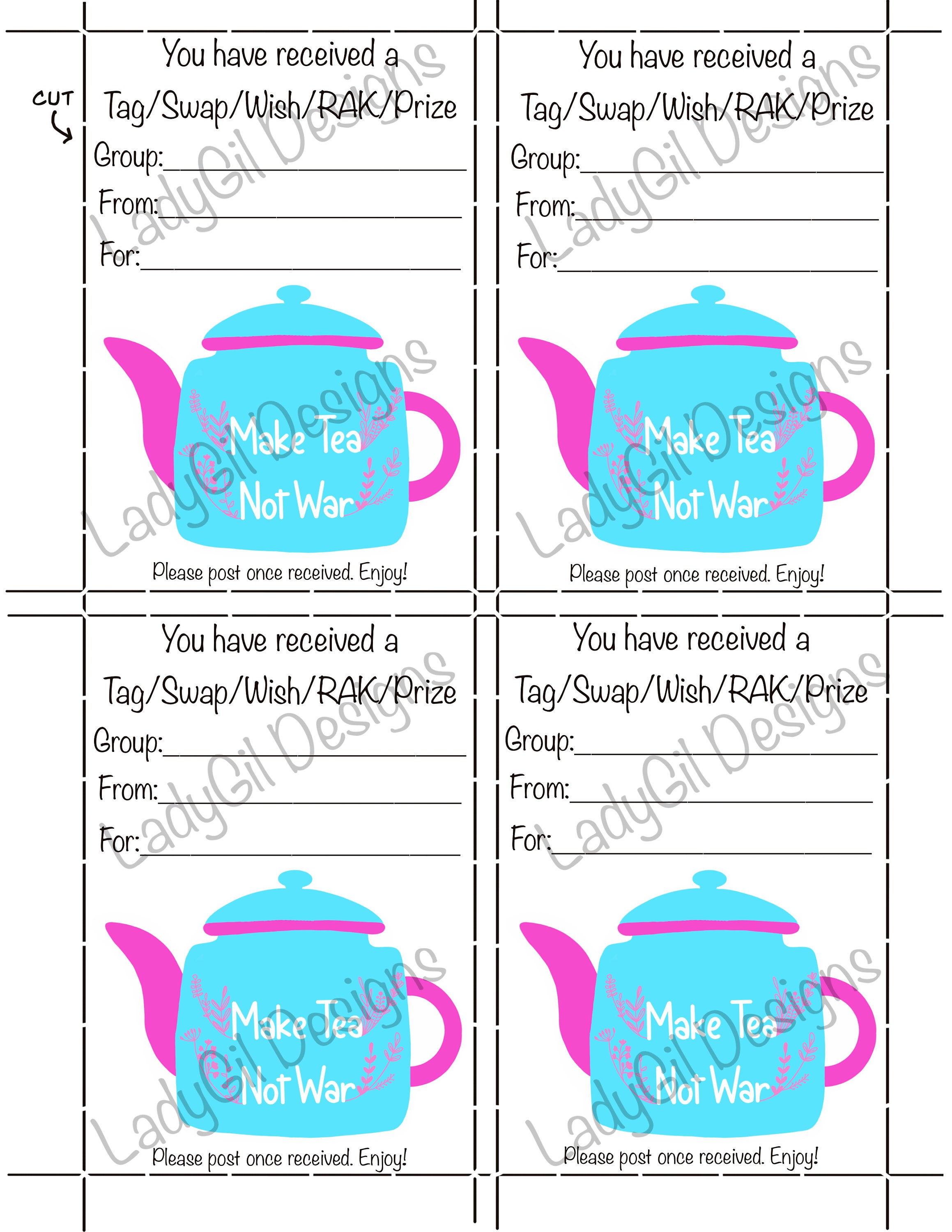 Swap Rak Tags Happy Mail Swap Insert Tag/swap/wish/rak/prize/make Tea Digital ...