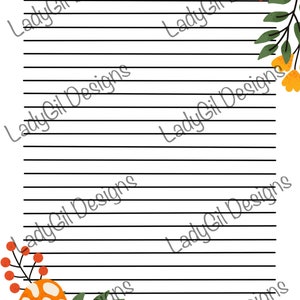 Cancelleria autunnale / Funghi / Cancelleria a tema / Download digitale / Scrittura di lettere / Cancelleria stampabile / Lettera USA / A righe e senza righe