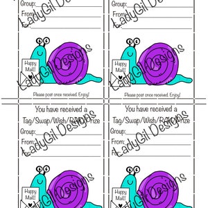 Happy Mail Swap Insert Tag/Swap/Wish/RAK/Prize/Snail Digital Download