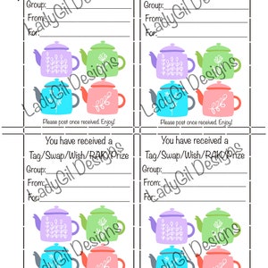 Happy Mail Swap Insert Tag/Swap/Wish/RAK/Prize/Teapots Digital Download