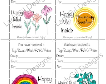 Happy Mail Swap Insert Tag/Swap/Wish/RAK/Prize  Digital Download