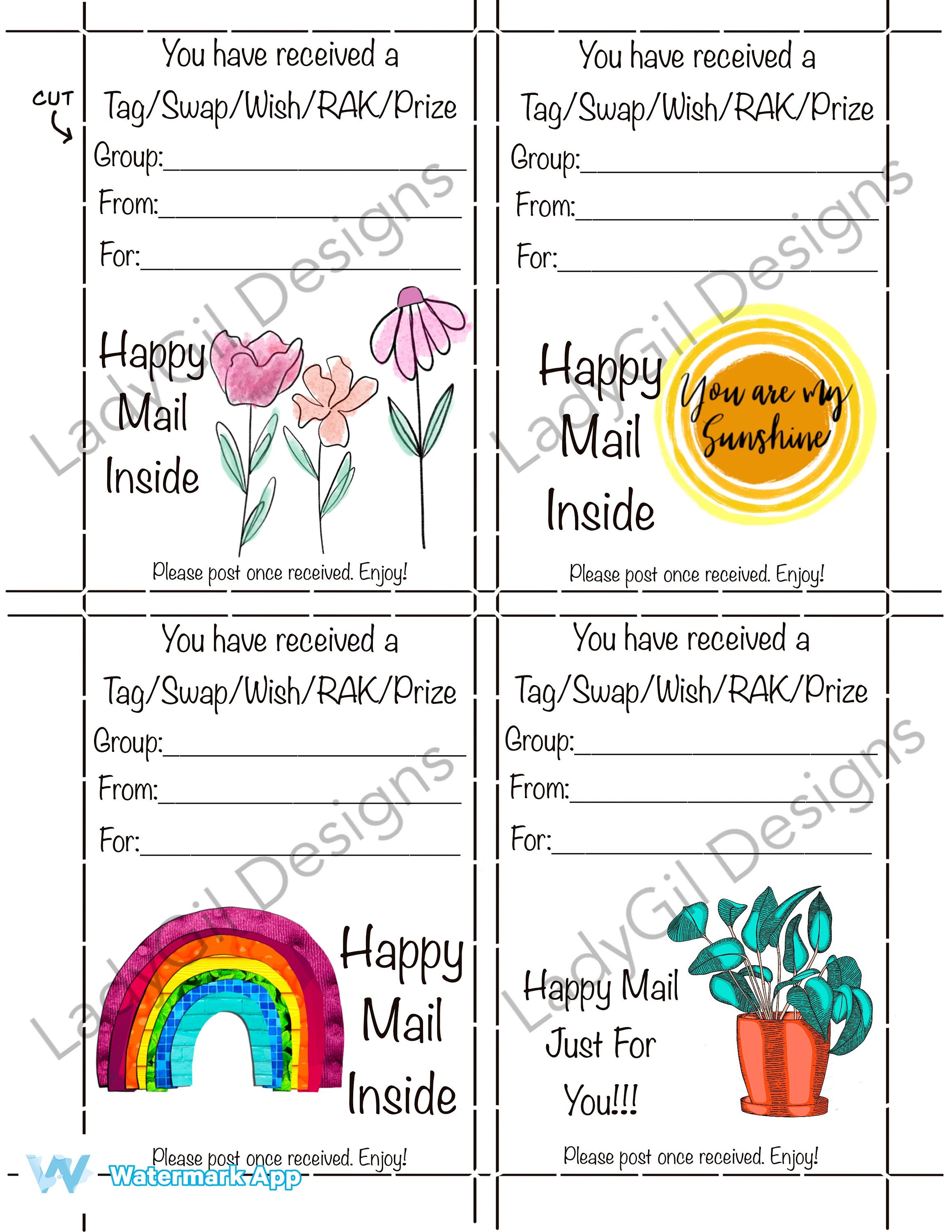 Happy Mail Swap Insert Tag/swap/wish/rak/prize Digital Etsy