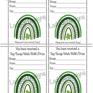 Happy Mail Swap Insert | Tag | Shamrock | Rainbow | Swap | Wish | RAK | Prize |  Digital Download