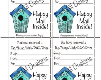 Happy Mail Swap Insert Tag/Swap/Wish/RAK/Prize  Digital Download