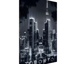 Toronto city at night black and white | Toronto Night Pic | Canada Photograpy Art