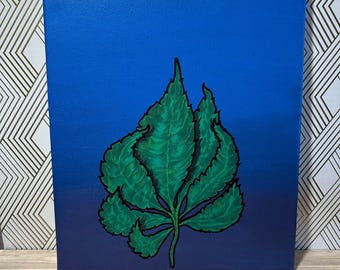 Canvas Painting- "Janey" - Hand painted detailed leaf