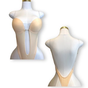Wire Free Bra Lingerie Set Strapless Bodysuit with low plunge back