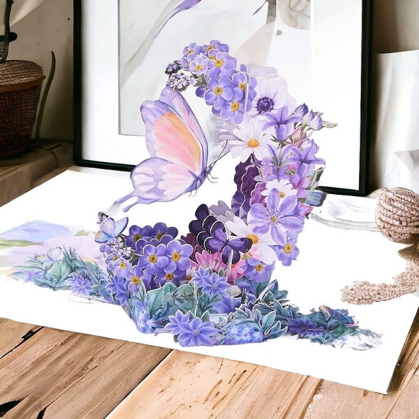 Butterfly 3D Card, Hummingbird Card, Beautiful Greeting Card, Butterfly Flower Card, Greetings Card, Mothers Day Birthday Gift Handmade Card