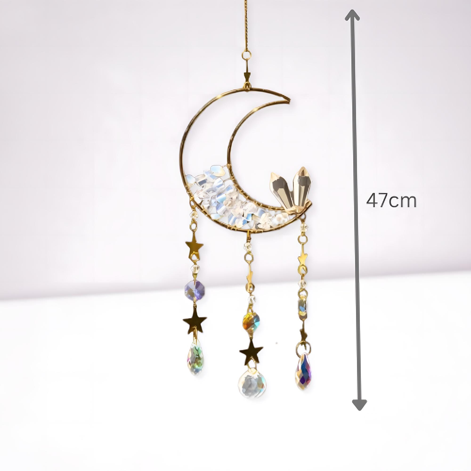 Celestial Crystal Half Moon Suncatcher – Rainbow Maker Wind Chime - Etsy