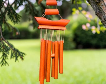 Boat Bamboo Wind Chime – Feng Shui Outdoor Garden Sound Healing 68cm
