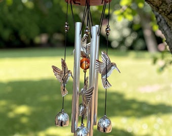 Exquisite Hummingbird Wind Chime – Handmade | Outdoor Windchimes, Garden & Memorial Chimes for Meditation Sound