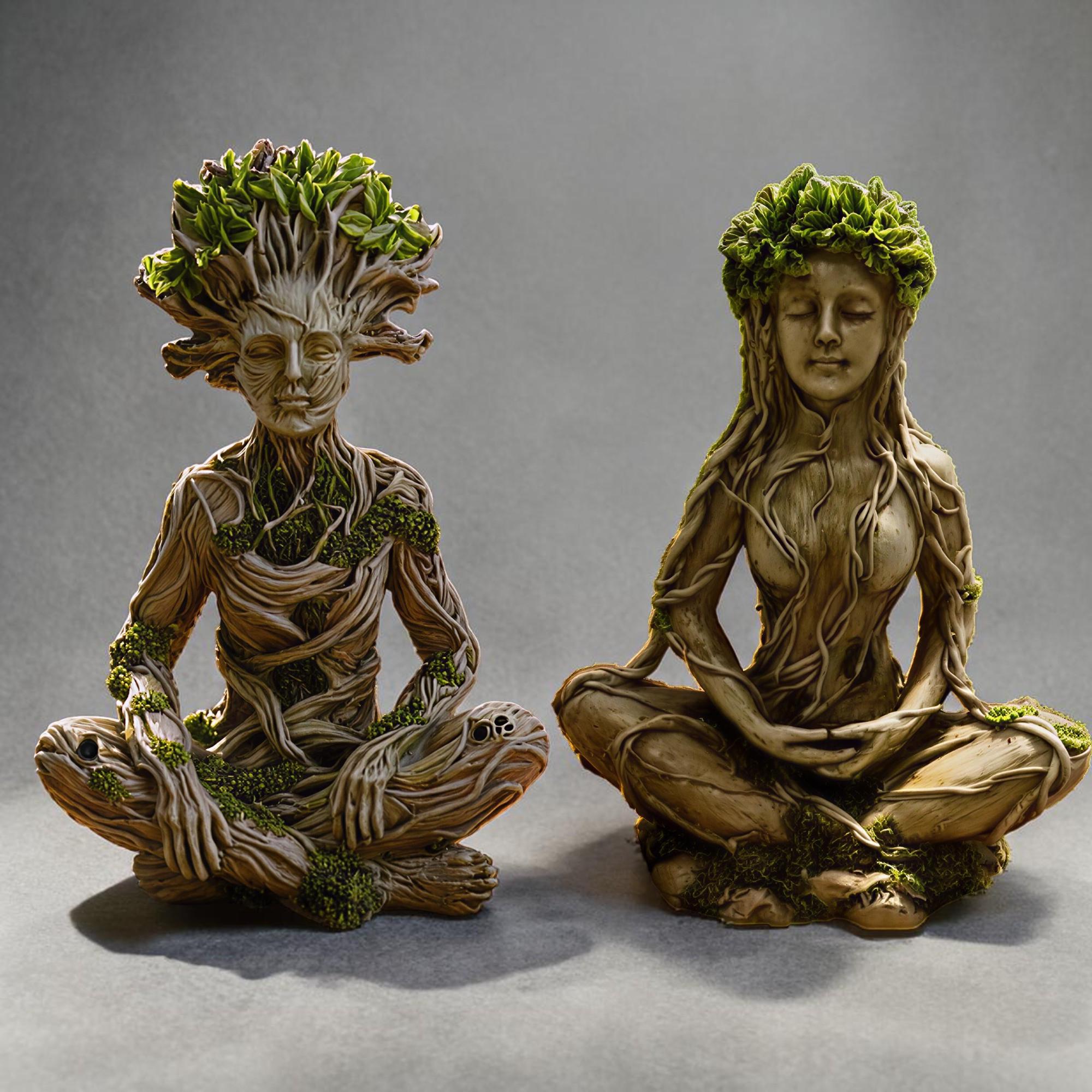 Tree Men Resin Forest Goddess and Green Man Resin Figurines: Meditative Woodland Decor ...