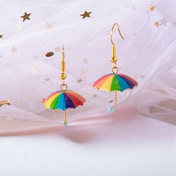 Umbrella Earrings, Acrylic Clear Resin Flower,  Rainy Day Earrings, Cute Earrings, Colorful Earrings, Jewelry Accessories, Gift For Mom