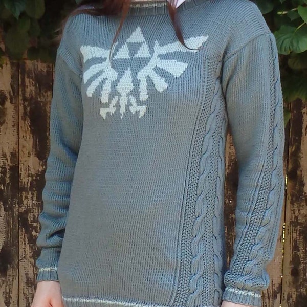 Hyrule Crest Sweater pattern - Legend of Zelda inspired intarsia pullover