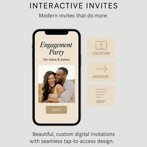 Invitation interactive personnalisée | Invitation à un événement numérique avec RSVP, carte et liens | Conception de toile adaptée aux mobiles