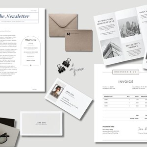 Modello di materiale informativo aziendale / Modello Canva modificabile / Fattura, carta intestata, newsletter, firma e-mail e altro ancora