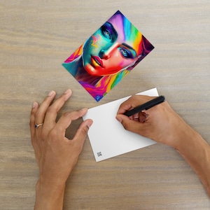 Chroma Die Göttin der Farbe Postkarte - Lebendige, Stilvolle und Moderne Bunte Kunst - Perfekte Schreibwaren Schreibtisch Dekoration & Geschenk für jeden Anlass