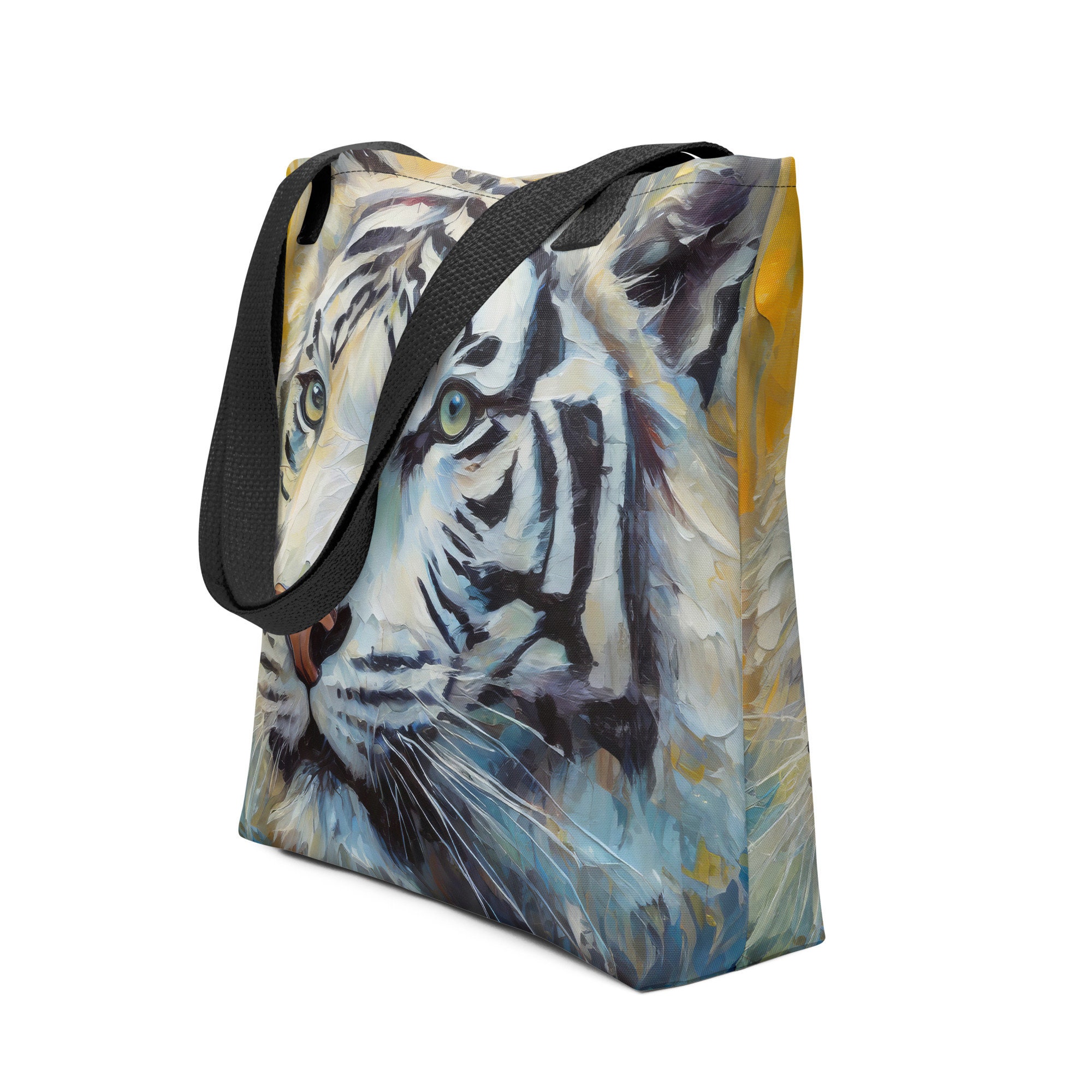 Joe Exotic Tiger Print Tote Bag - White Reusable Cotton Shopper Bag For Everyday Use - View #6